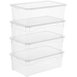 Cajas De Plastico Jabas Rotho Clear Juego de 4 cajas de almacenamiento de 5l con tapa, Plástico (PP) sin BPA, transparente, 4 x 5l (33.0 x 19.0 x 11.0 cm)
