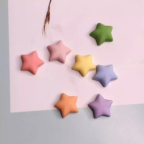 Ponko マカロンカラー マグネット 冷蔵庫用 14個セット（4種類×7色） 丸型 星型 花型 ハート型 強力磁石 インテリア デコレーション かわいい おしゃれ ギフト ホワイトボード メモ固定 (五芒星*14)