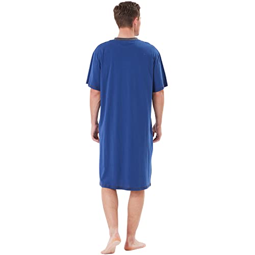 Keyocean Men Nightshirt, 100% Cotton Soft Comfy Short Sleeves Henley Neck Sleeping Loungewear2