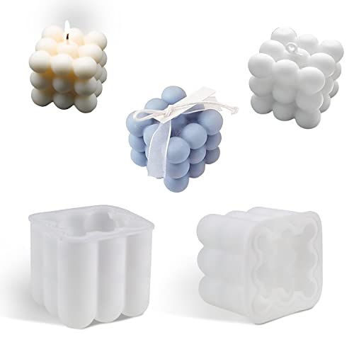 Graplan 2 piezas 3D Cubo de Silicona Molde Molde Para Velas De Burbujas DIY Soap Resin Moulds Para Hacer Velas,Vela Perfumada, Cera De Soja,Chocolate,Fondant y Pastel Cover