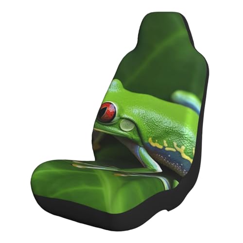 Housse de siège de voiture imprimée grenouille et feuilles pour SUV et utilitaire