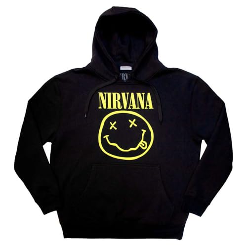 Nirvana Yellow Grunge Face Pullover Hoodie Size L