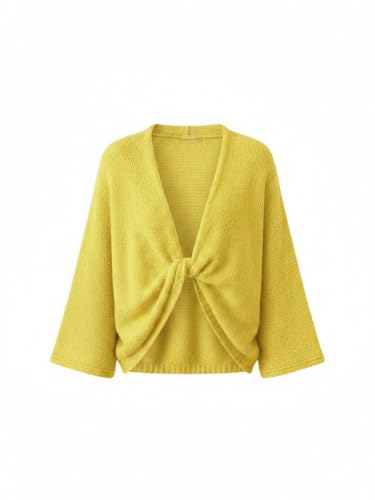Image of GORGLITTER Women's Oversized Fall Wrap Sweater Cropped Bat Wing Knit Tops