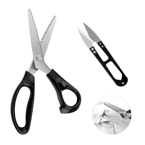 Tijeras Dentadas,Tijeras Zig Zag,Tijeras de Zig Zag+Cortador de Hilo,Tijera Dentada para Tela,Corte en Zig Zag,Tijera Dentada Costura,Tijeras Costura Zig Zag,Tijeras Serradas,Tijeras de corte Zig Zag