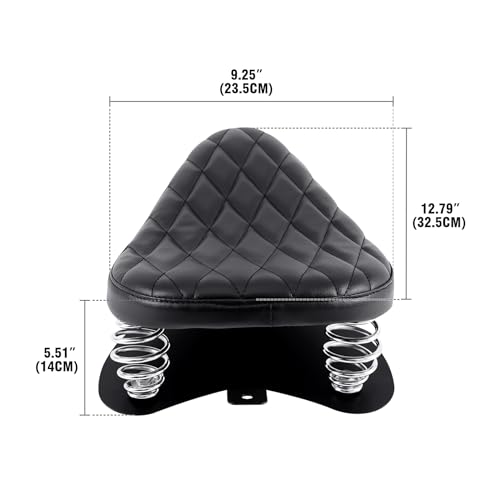 H-YEEU Motorrad PU Leder Solo Sitz, Motorrad Bobber Sitz Mit Frühling Grundplatte für Bobber Sportster XL1200 883 48 Dyna Softail