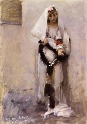 Peinture à l'huile Beggar Girl 1880 Sargent - Reproduction tableau de maître 12x16 pouces
