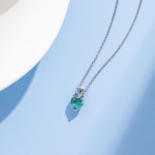 AGVANA 14K White Gold Gemstone Pendant with Sterling Silver Chain 8mm Heart Birthstone Necklace for Women Fine Jewelry Anniversary Birthday Gifts for Women Mom Wife Girlfriend Her3