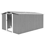 vidaXL Caseta de Jardín de Metal Gris 257x398x178 cm Patio Cobertizo Casetilla