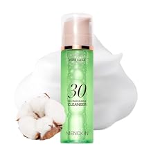 MENOKIN Cotton Cloud Bubble Cleanser [Pore Clear] Green Clay, Low pH, Deep Pore Cleanser for Sensitive Skin, Hydrating & Non-Stripping, Gentle Face Wash, Foaming bubbles, Korean Skincare 5.07 fl oz