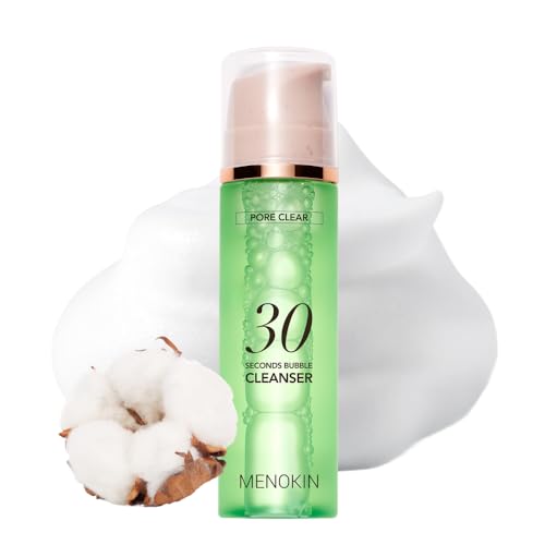 Image of MENOKIN Cotton Cloud Bubble Cleanser [Pore Clear] Green Clay, Low pH, Deep Pore Cleanser for Sensitive Skin, Hydrating & Non-Stripping, Gentle Face Wash, Foaming bubbles, Korean Skincare 5.07 fl oz