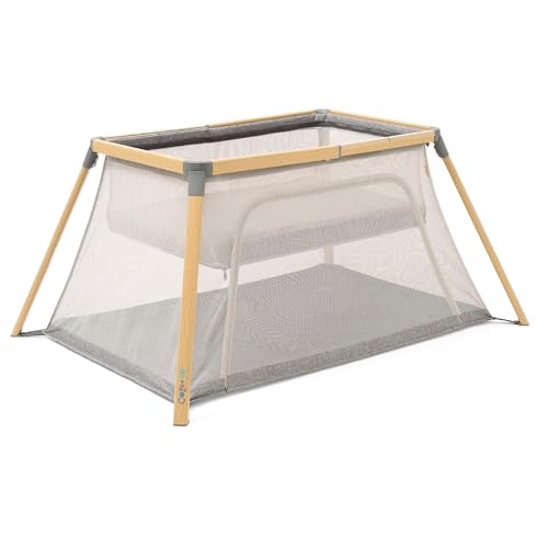 Tutti Bambini CoZee® Go 3-en-1 Moisés, Parque Infantil Bebe, Cuna Viaje Bebe con Colchon - Ligero, Transpirable y Plegable - para Bebés y Niños 0-3 Años (Roble y Antracita)