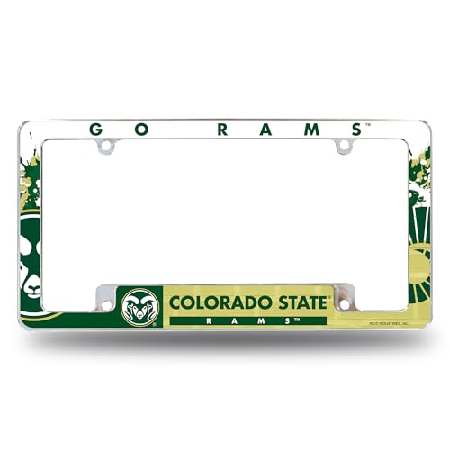 Rico Industries NCAA Colorado State Rams Primary 12" x 6" Chrome All Over Automotive License Plate Frame for Car/Truck/SUV