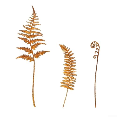 Image of Set of 3 Rustic Metal Plant Stakes for Garden - Iron for fern Decorative Stakes - Weather Resistant Shrub Support - 41cm 25cm 26cm Sizes