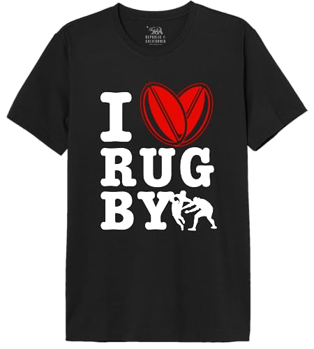 Republic of California I Love Rugby imprimée T-Shirt Homme Tee-Shirt Mode Casual Été Confortable à Manches Courtes et col Rond en Respirant...