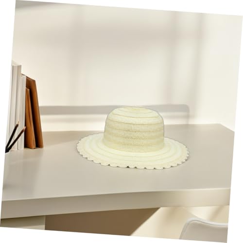 4pcs White Straw Hats: for Kids DIY Crafts Creative Painting Caps for Boys Girls Sun Protection for Summer Beach Farm Activities4