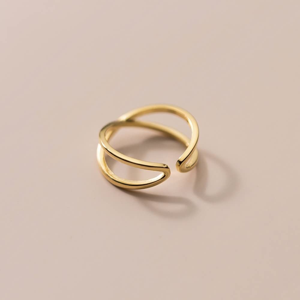 Anello In Argento 925 Da Donna,S925 Sterling Silver Lines Anello Croce Anelli Regolabili Minimalista Anello Aperto Argento Thumb Ring Eternity Ring Fascino Di Nozze Gioielli Regali Per Uomini Ragazz