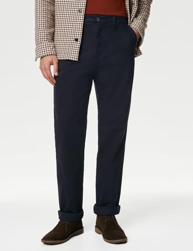 Image of Marks & Spencer Mens Solid Mid Rise Regular Fit Chinos