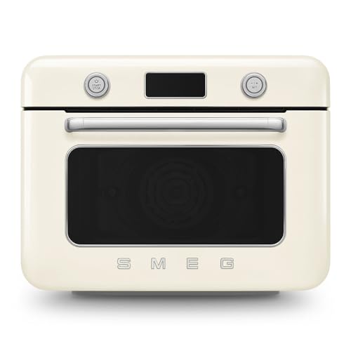 SMEG COF01Countertop Combi Oven - Multi-Function Grill, Air Fry, Steam, Bake, Convection, Defrost, and Warm, 10 Cooking Functions - Made In Italy (Cream)