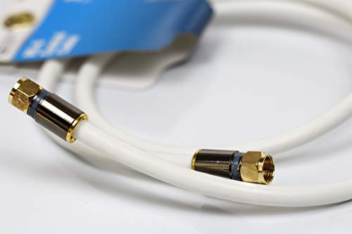 (3ft) Commercial Electric RG-6 Coaxial Cable (F-PIN) White Cable Cord for use with TV, VCR, Cable Modem, Satellite TV, Off-air Antenna