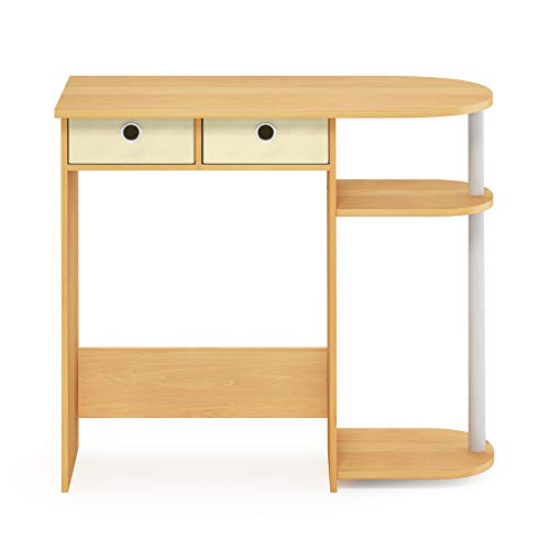 Furinno-Go-Green-Home-Laptop-Notebook-Computer-DeskTable-with-2-Bin-Drawers-BeechIvoryWhite
