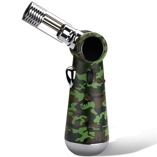Encendedor de butano Ajustable con Codo, de Metal, Resistente al Viento, con Encendido de 360° y Cierre de Seguridad, Recargable, Multifuncional, con Llama a Chorro for Velas, Camping.(Green)