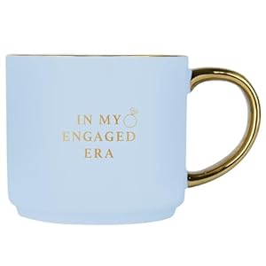 Sweet Water Decor In My Engaged Era Gold Handle Coffee Mugs – 17oz Cute Coffee Mugs for Hot & Cold Drinks – Spring Home Decor and Gift – Ideal Tea & Espresso Mugs