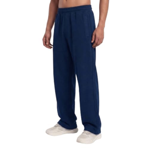 Image of MARK LOUIIS Men's Baggy Trackpants | Regular Fit Cotton Sweatpants with Drawstring Waist & Side Zipper Pockets | Oversized Casual Track Pants for Gym