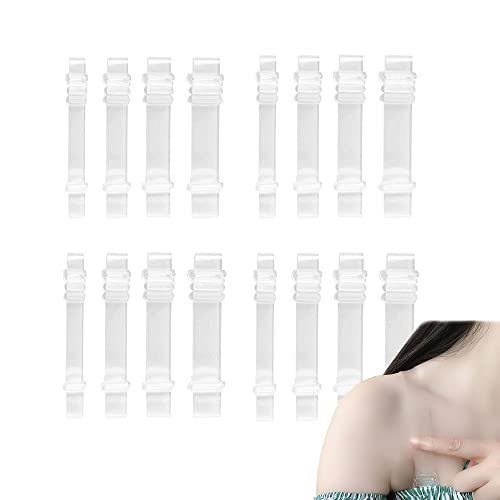 WSNDM 16 Pares, Correa Invisible Transparente para Sujetador, Adjustable Correa para El Hombro, con 4 Tipos De Tamaño, Alta Elasticidad, para Llevar Camisetas Sin Mangas, Tops Tubo Cover
