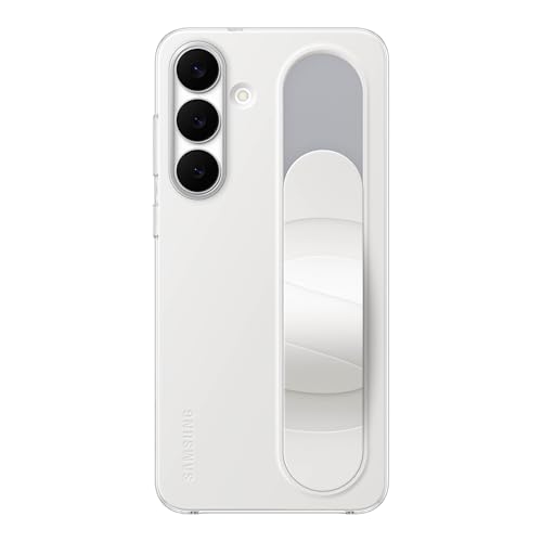 Image of SAMSUNG Galaxy S25 FE Standing Grip Phone Case, Protective Cover with Stand, Hands Free, Secure Grip, Soft, Comfortable Design, US Version, White