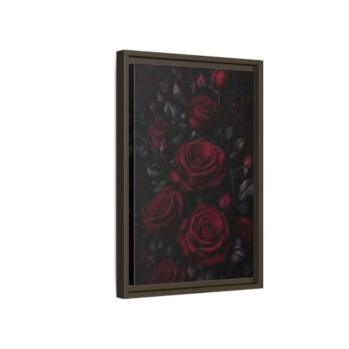 Tableau roses rouges dark framed canvas print vertical deco murale salon 30x45cm