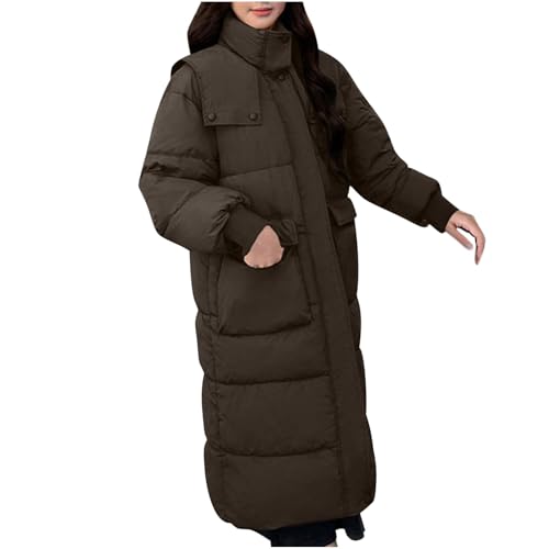 Chaqueta acolchada para mujer, abrigo largo de plumón para mujer, abrigo de cuello alto, chaquetas acolchadas de manga larga con bolsillos, chaquetas para mujer, chaqueta de invierno con cremallera