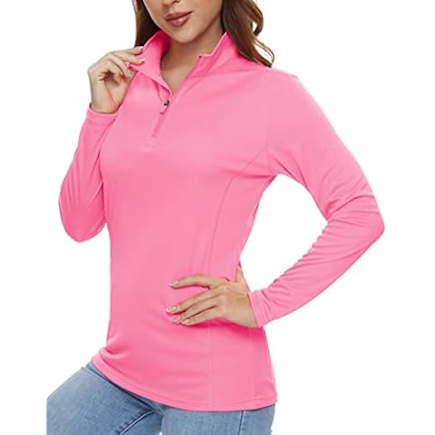 TACVASEN Rash Guard Womens Long Sleeve Shirts UPF 50+ Sun Protection Shirt Running Quick Dry T-Shirt Outdoor Hiking Shirts Swimming Shirt Rashguard Swim Shirts Rose Cover