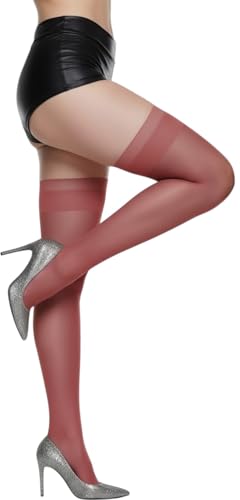 Image of ToBeInStyle Women's Sheer Banded Thigh High Socking w /Opaque Band