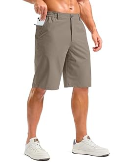 G Gradual Men's Shorts 11" Lightweight Casual Shorts for Men with 3 Pockets Summer Quick Dry Breathable Golf Shorts(Tan Khaki,2XL)