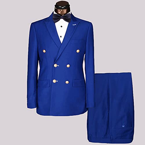 Men's Two Pieces Suit Double Breasted Buttons Peak Label for Business Office Jacket & Pants Set2