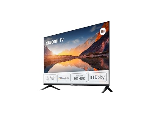 Xiaomi TV A 2025 vista lateral destacando la calidad de imagen HD HDR y controles de voz