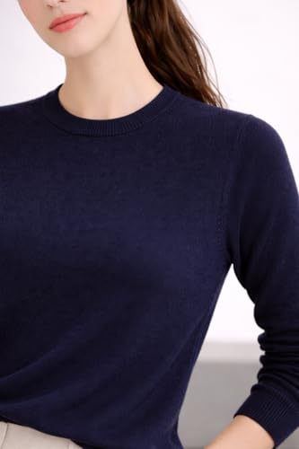 Image of Cashmeren Women's Basic Crewneck Sweater 100% Pure Cashmere Long Sleeve Round Neck Pullover