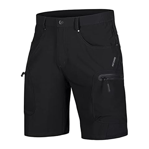 TACVASEN Outdoor Shorts Herren Wanderhose Cargo Trekkinghose Kurz Sommerhose Freizeit Shorts mit Taschen, Schwarz, 34 Cover