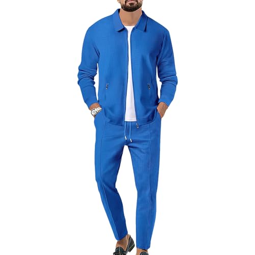 Survêtement homme gaufre à manches longues et veste zippée ensemble de sport
