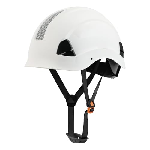 LOHASPRO Hard Hats Electrician Construction Work Safety Helmet Cap Style ANSI Z89.1 Approved OSHA Hardhat Men Electrical Worker Hard Hat with Chin Strap Type I Class C,E&G (White)