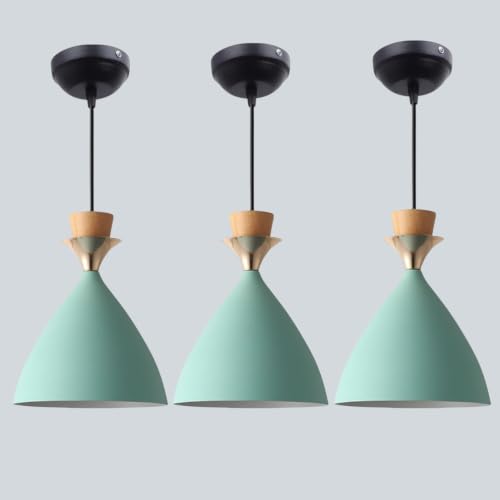 Image of Modern Aqua Blue Dome Hanging Pendant Light for Ceiling, Aluminium, Antique Decor, E-27 Holder, (Bulb is not Included) Pack of 3
