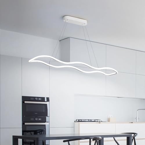 Lampe suspendue LED linéaire blanche de 100 cm télécommandée à intensité variable pour îlot