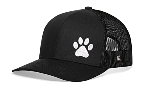 Haka Paw Print Trucker Hat, Mesh Outdoor Hat For Men & Women, Baseball Cap, Adjustable Snapback Animal Paw Golf Hat Black #TOP3