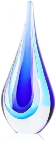 DOVDOV Blown Glass Sculpture, Blue Glass Art Collectible Statue, Unique Teardrop Ornament, Suitable for Office, Bookshelf, Dressing Table, Living Room Coffee Table, or Mantelpiece Display. - Image 8