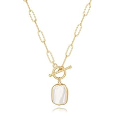 Gold Square Baroque Pearl Pendant Necklace