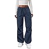 Cargo Pants Women Elastic Waisted Parachute Hiking Pants with Pockets Water-Resistant Lightweight Baggy Pants