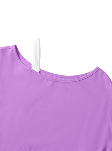 Image of Girls Off The Shoulder Tops Asymmetrical Short Sleeve Crop Top Cute Summer Tee Shirts