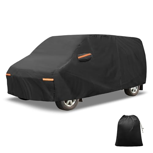 Image of X AUTOHAUX Car Cover Outdoor Waterproof Sun Rain Snow Hail Protection with Left Side Door Zipper Aluminum Film for Ford Transit
