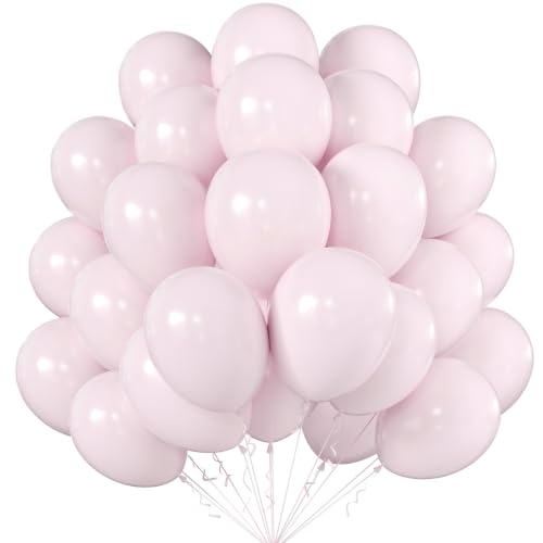 Image of KALOR 12 Inch Blush Off-White Balloons, 50 Pcs Latex Helium Balloons for Kid's Birthday Party, Baby Shower, Wedding, Graduate Party Decorations