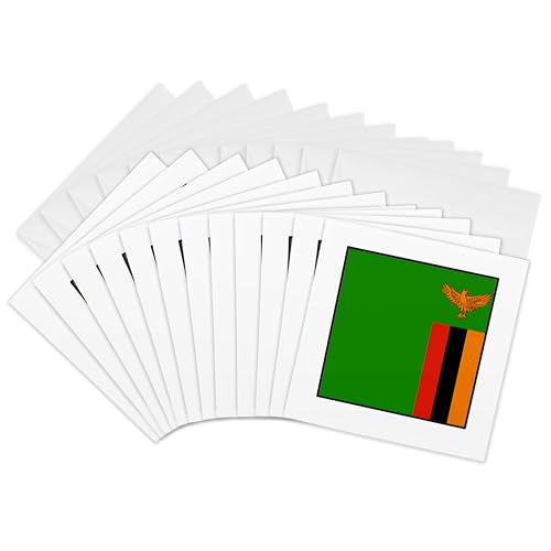 Cartes de vœux drapeau de la Zambie 3dRose lot de 12 formats 15x15 cm